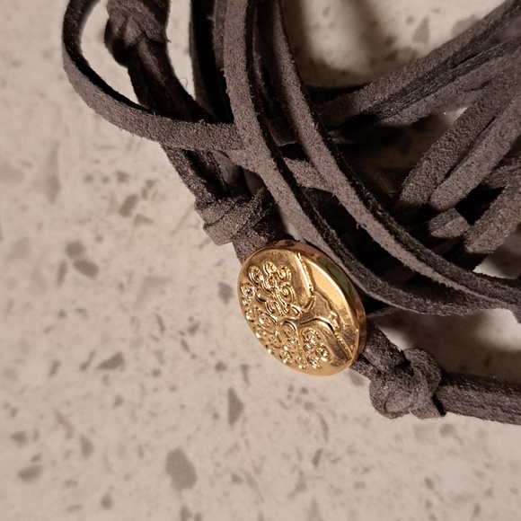 New blue stone gray faux suede wrap bracelet - Picture 6 of 6